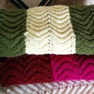 Boho afghan cream green burgundy 36 inch